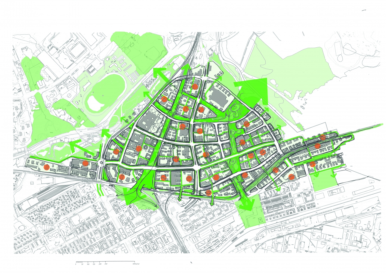 Cirkulär stadsdel i Gävle, skiss.