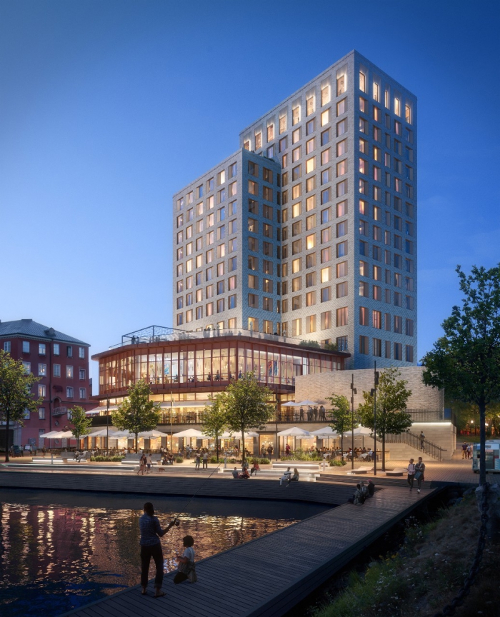 Södertäljes nya hotell vid Marenplan. Illustration: Fojab