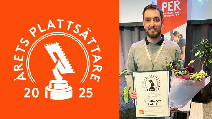 Miroslaw Kania på MF Kök och Badrum, Årets Plattsättare. Foto: Byggkeramikrådet