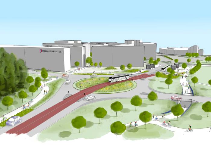Visualisering Universitetsplatsen. Skiss: Örebro kommun